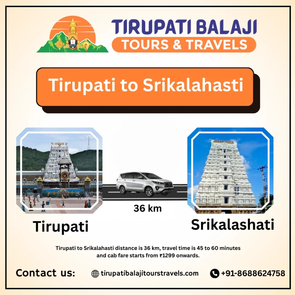 Cab from tirupati to srikalahasti distance